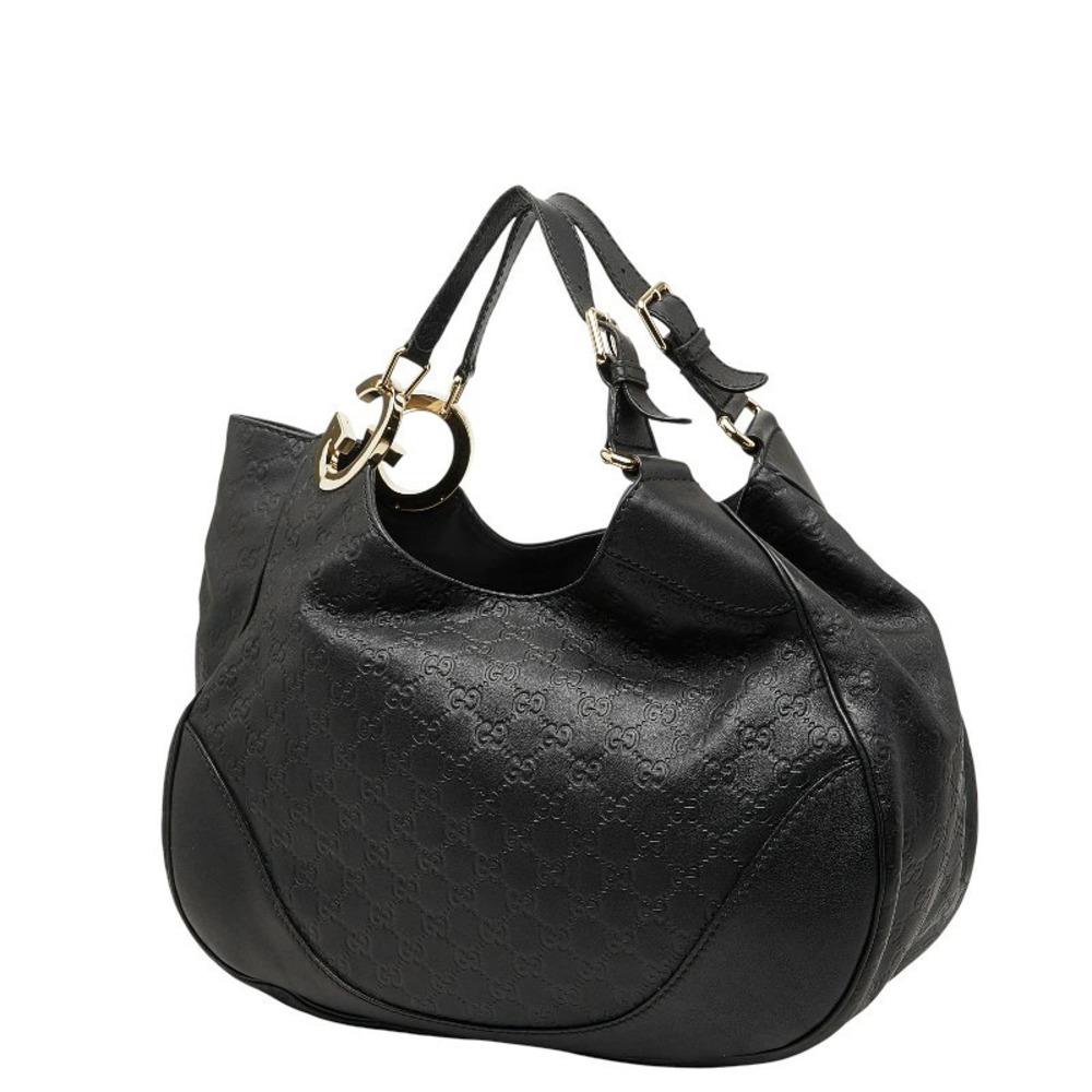 Gucci ssima Handbag Black Leather Black